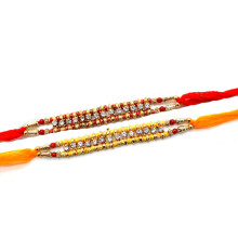 SLNDOKTG Σετ Δύο Rakhi, 14 Λίθων Rakhi Thread, Δώρο Raksha Bandhan Για Τον Αδελφό Σε Διάφορα Χρώματα.