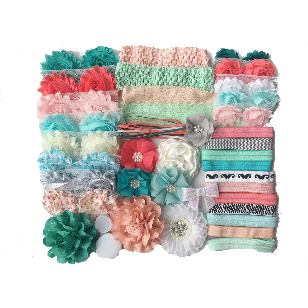 Bowtique Emilee Baby Shower Headband Kit Diy Headband Kit Makes Over 30 Headbands Coral And Mint