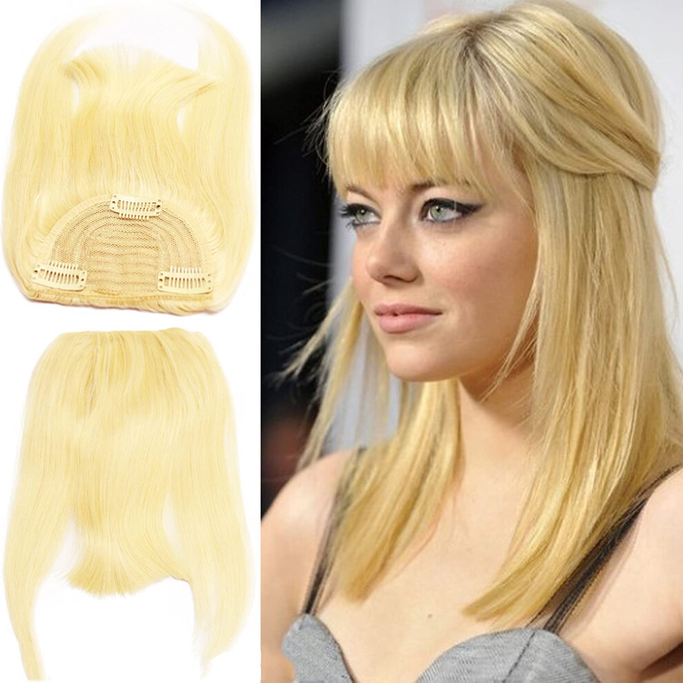 Extension de cheveux br   siliens     clipser Voloria #613, couleur blonde, frange compl   te, cheveux courts et raides, pour femmes, 15     20 cm