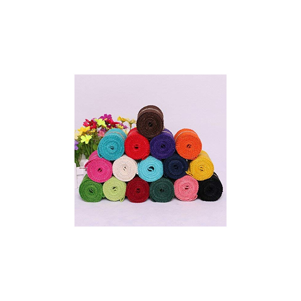 Lot de 16 rouleaux de ruban de jute color    de 2 m   tres par rouleau Craft Rus