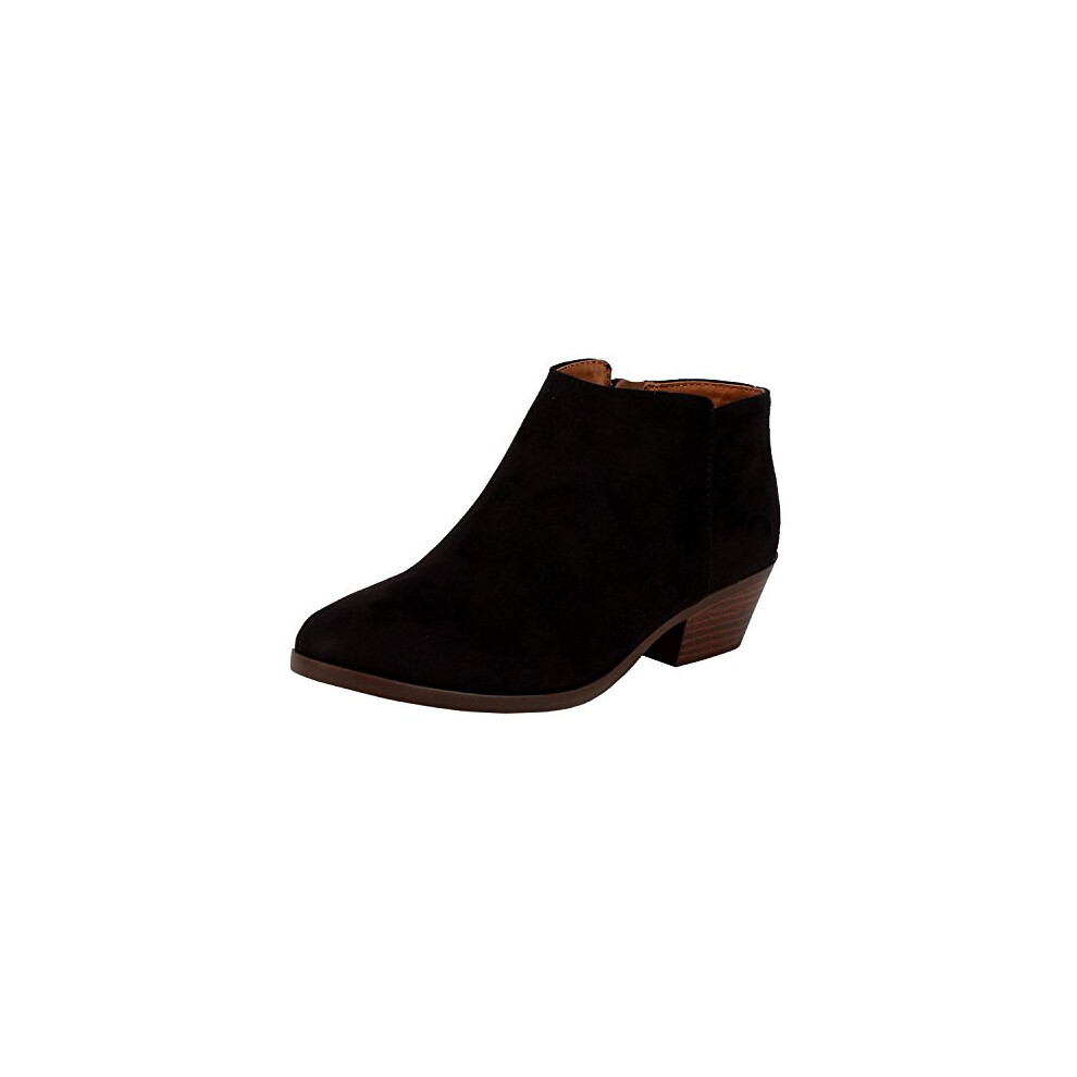 Soda Womens Mug Round Toe Faux Suede Stacked Heel Western Ankle Bootie