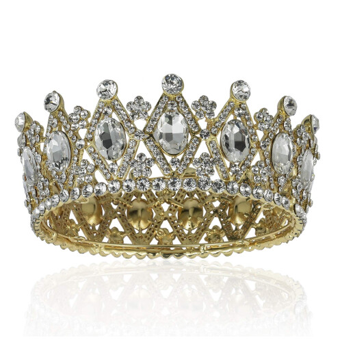 Tiara de Crystals Austríacos com Coroa Completa em Dourado T1927G