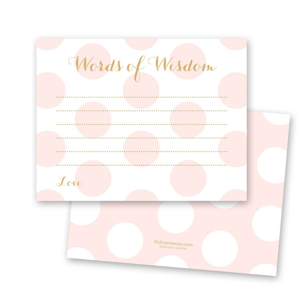 MyExpression.com 48 cartes de conseils pour baby shower     pois dor   s (rose)