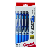 Pentel EnerGel RTX sisäänvedettävät nestemäiset geelikynät, keskikärki 0,7 mm 54 % kierrätetty sininen tynnyri sininen mustepakkaus 12 kynää