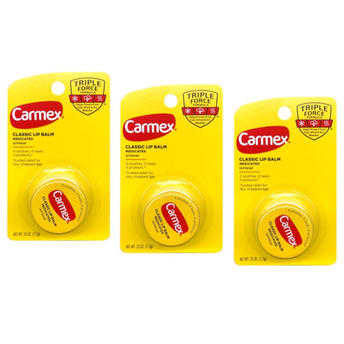 Carmex Carmex Κλασικό Ιαματικό Βάλσαμο Χειλιών, 0.25 oz (Συσκευασία 3 τεμ.)