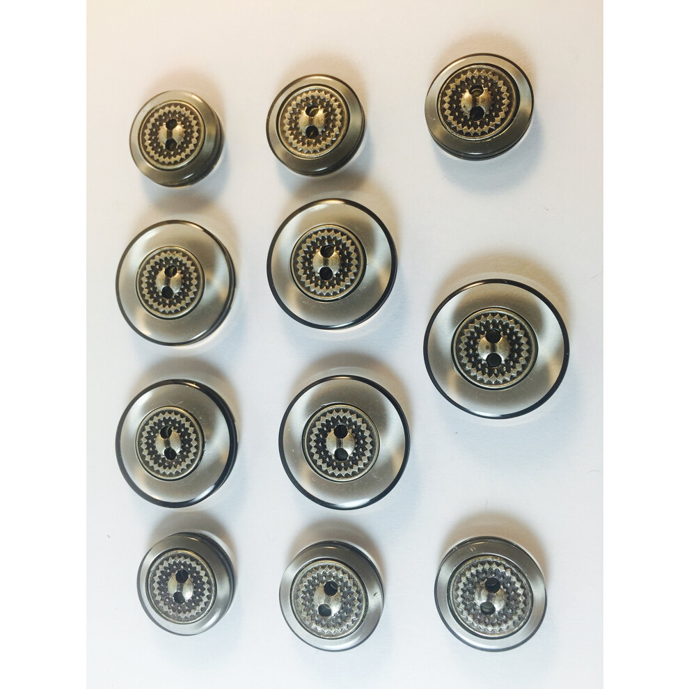 Ensemble de boutons en Lucite gris sur mesure     2 trous au centre argent    pour costumes blazer, veste de sport, uniforme, robes, 11 pi   ces