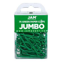 Farebn jumbo kancel rske sponky JAM PAPER - Velk 2 palce - Zelen sponky - 75 kusov/balenie