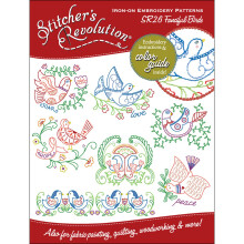 Stitcher's Revolution Aunt Martha's Fanciful Birds Iron-On Transfer Pattern for Embroidery  by The Yard  Multicolored