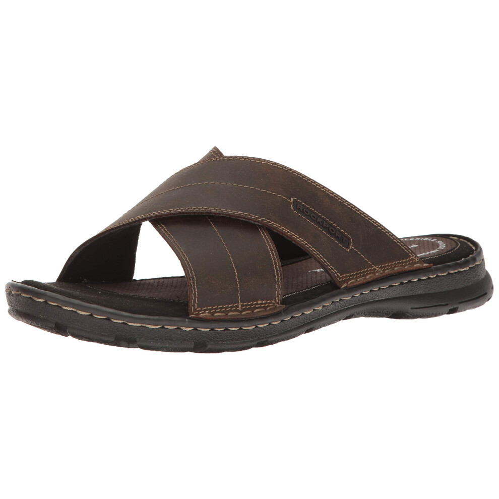 Rockport Men's Darwyn Xband Slide Sandal Brown II Leather 10