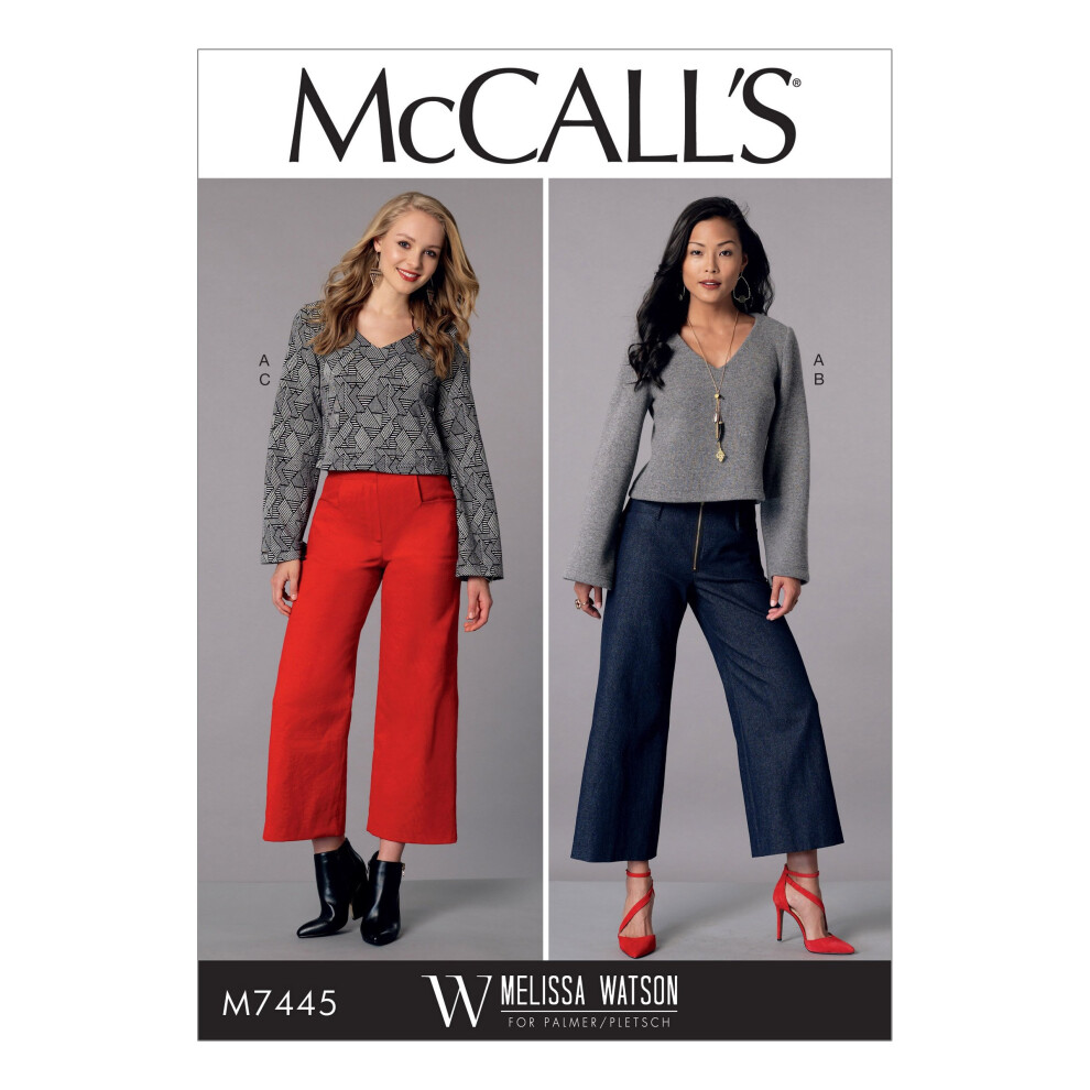 McCall's Patterns Misses' VNeck Top en Cropped WideLeg Pant
