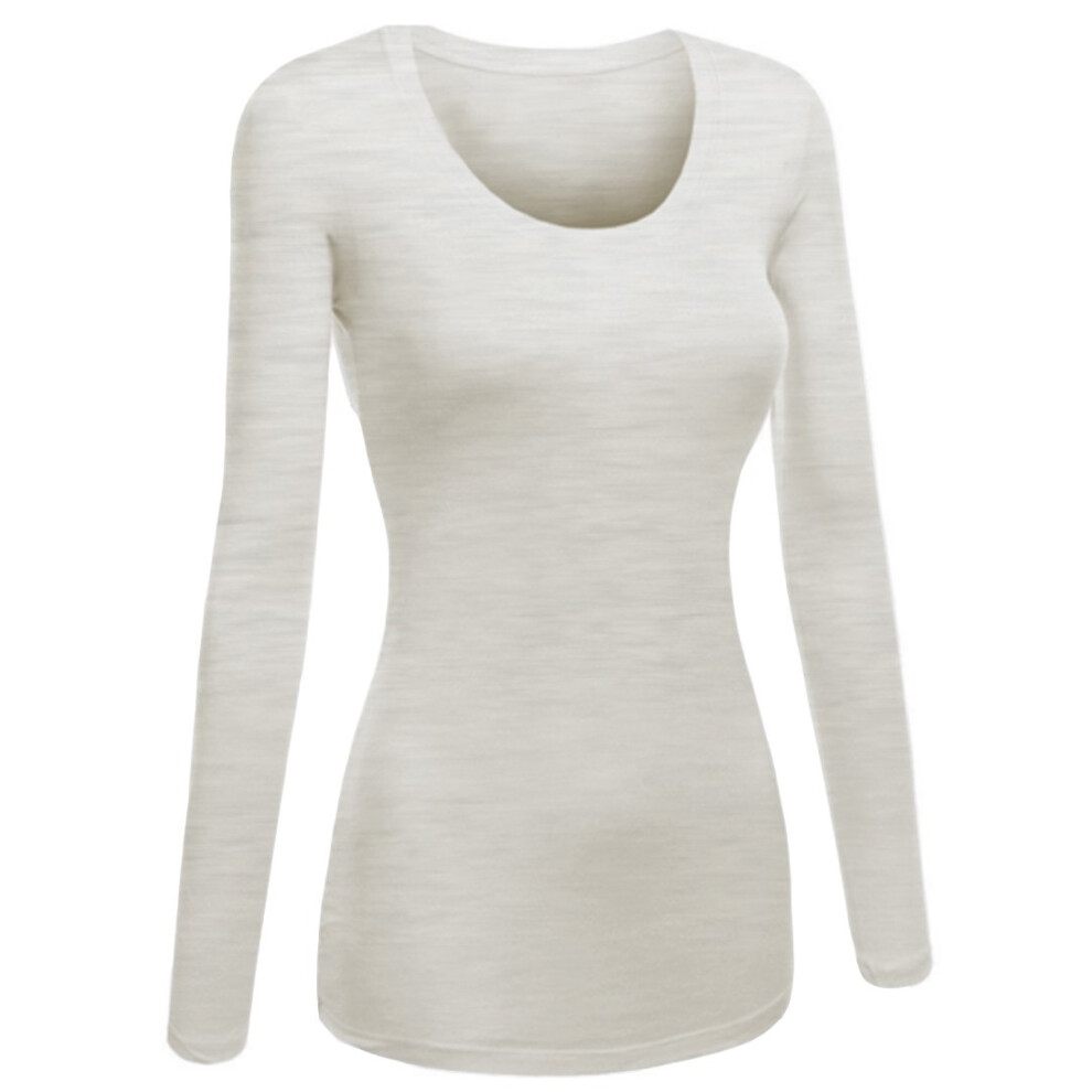 T-shirt basique     col rond et manches longues pour femme Emmalise, taille junior et grande