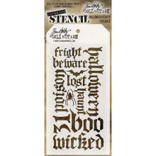 Tim Holtz Layered Stencil 4.125 """" x8.5 """"-Halloween-script