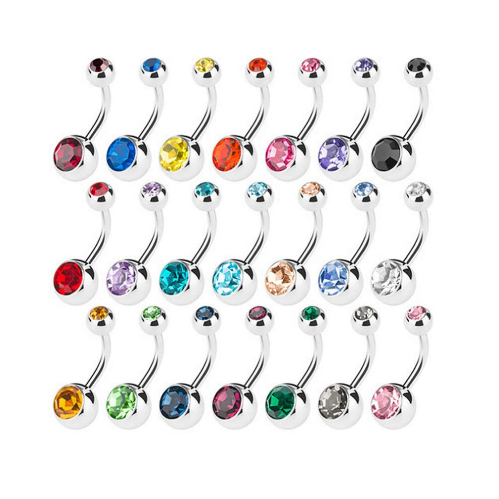 15 PCS Assorted Colors Belly Button Ring Surgical Steel Hypoallergenic Lead and Nickel Free 14 Gauge Navel Piercing Body Jewelry (15 PCS:Steel Ball)-image-OPC-PFT595D-NEW