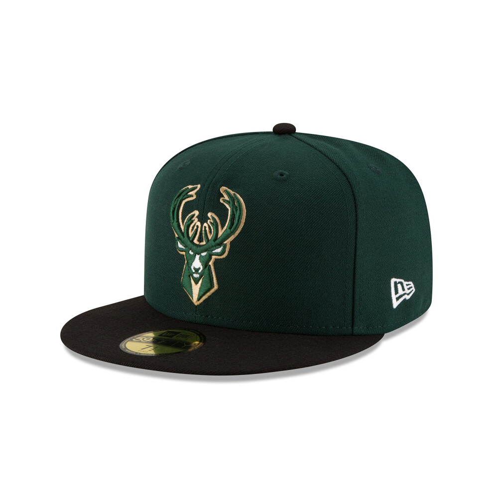 Casquette Ajust E Bicolore 59FIFTY Pour Homme Des Milwaukee Bucks, Vert Fonc , Taille 7 3/8-image