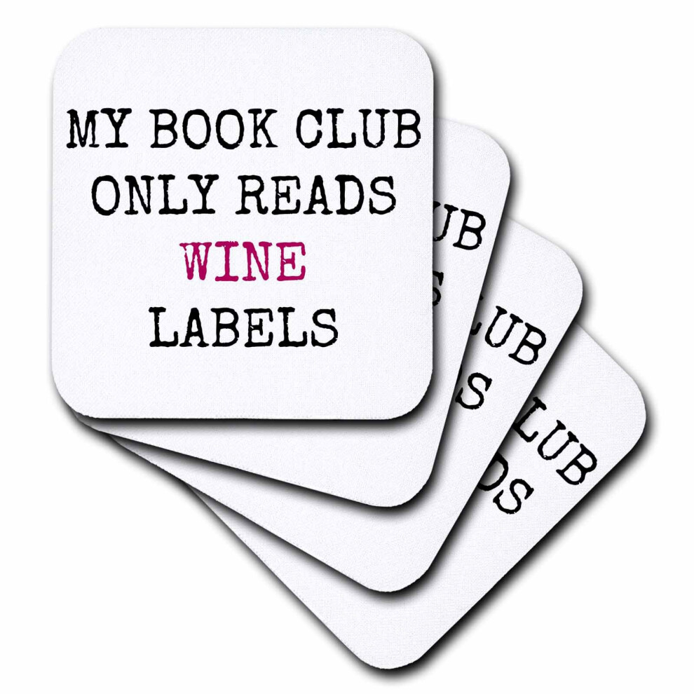 3D Rose My Book Club Czyta Tylko Etykiety Wina Czarne Litery Na Bialym Tle Miekkie Podstawki Wielokolorowe-image