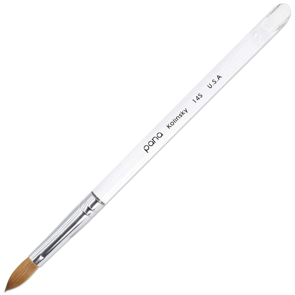 Pana Pure Kolinsky Hair Acrylic Nail Brush - Oval Crimped Clear Acrylic Handle (Size 14)