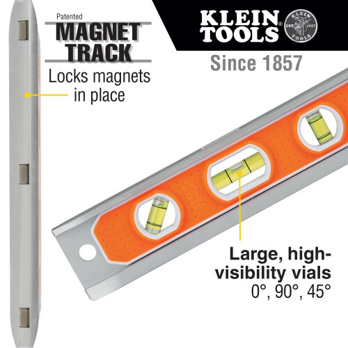Klein Tools 935R Nível, Nível Torpedo Magnético de Alumínio de 9 Polegadas com Válvulas de 0/45/90 Graus 1