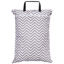 Teamoy Travel Hanging Wet Dry Bag(24.7 x 18 inches) for Cloth Diapers Organizer Tote Bag (L, Beige Chevron)