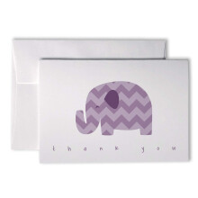Paarse Chevron Olifant Baby Shower Bedankkaartjes - 48 Kaarten met
