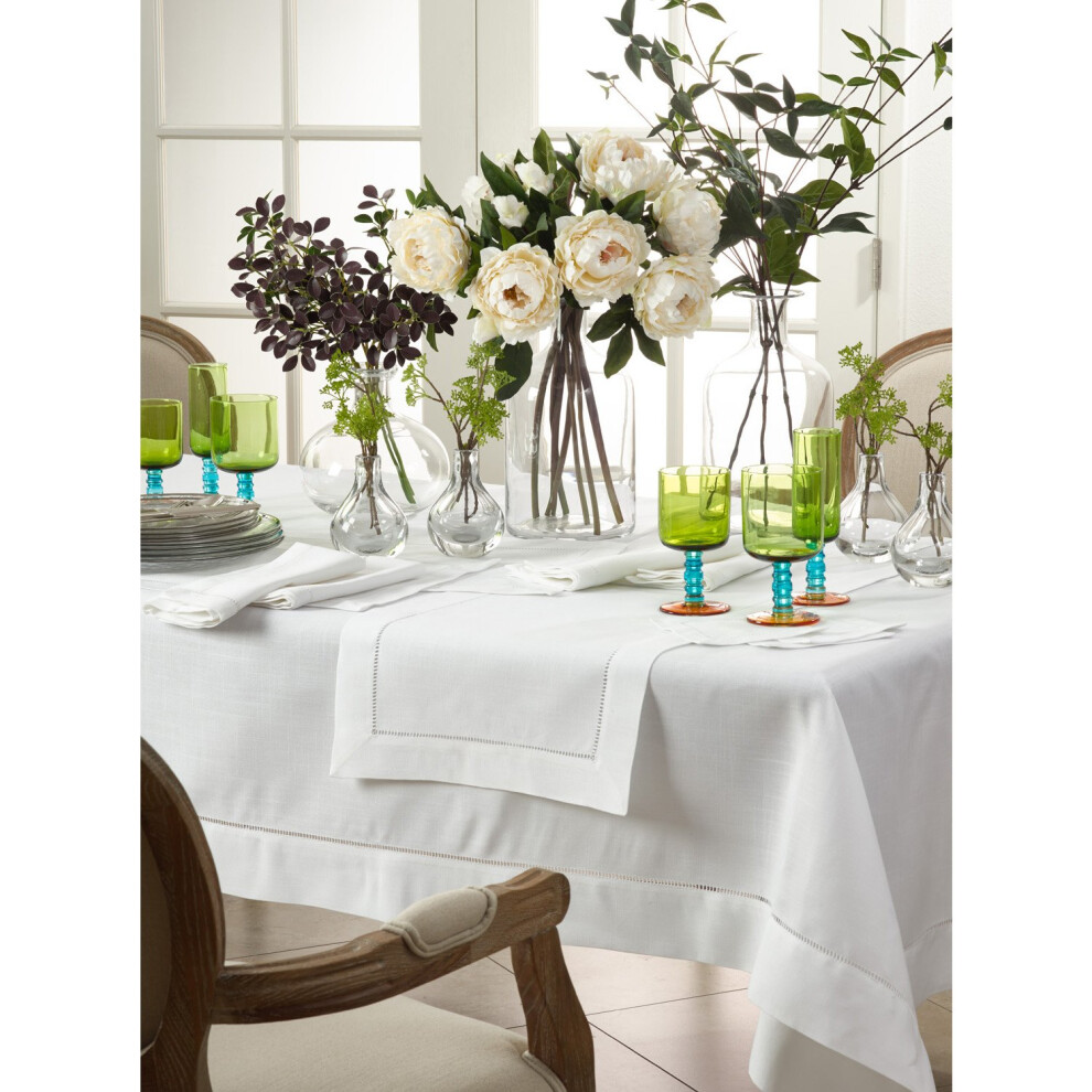 Galerie d'occasions Nappe blanche pour occasions sp   ciales avec bordure     ourlet 70 x 180