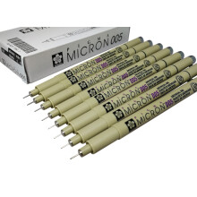 Sakura Pigma Micron Pen 005 Black Ink Marker Felt Tip Pen Archival Pigment Ink Fine Point For Artist Drawing Pennor - 8 Pen Set