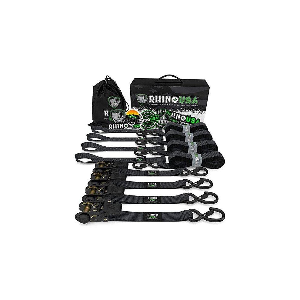 Rhino Usa Ratchet Tie Down Straps (4Pk) - 1 823Lb Guaranteed Max Break 608807999840