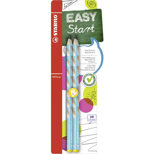 STABILO EASYgraph  Ergonomischer Graphitstift  Linkshnder  2er-Pack  Blau  Grad HB