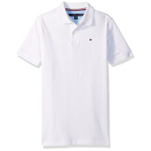 Tommy Hilfiger Boys' Short Sleeve Ivy Polo Shirt, White Stretch, 12-14