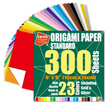 [Taro's Origami Studio] Hrtie japoneza premium pentru ncepatori, standard, 6 inci, 23 de culori, 300 de coli, pliabil u?or, pentru ncepatori (