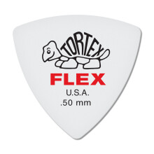 P as de guitarra Dunlop Tortex Flex Triangle de 0,50 mm, color rojo (paquete de 6) | Blanco