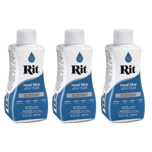 Rit Dye Liquid Dye  8 fl oz  Royal Blue  3Pack