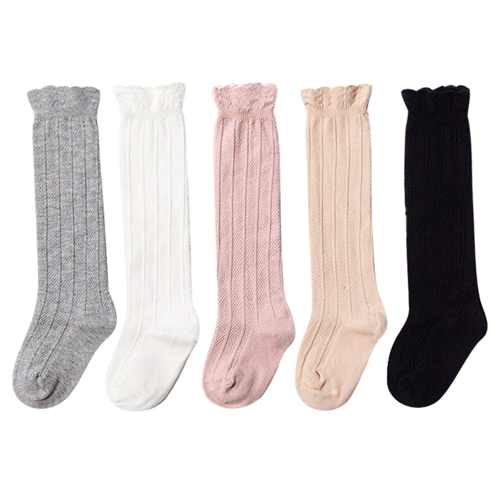 EPEIUS Lot de 5 paires de chaussettes hautes pour b   b    fille et gar   on, uniformes,     volants
