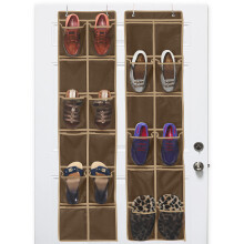 Simple Houseware 24 Lommer - 2-Pack 12 Stor Mesh Lomme over D?r H?ngende Sko Organizer Brun