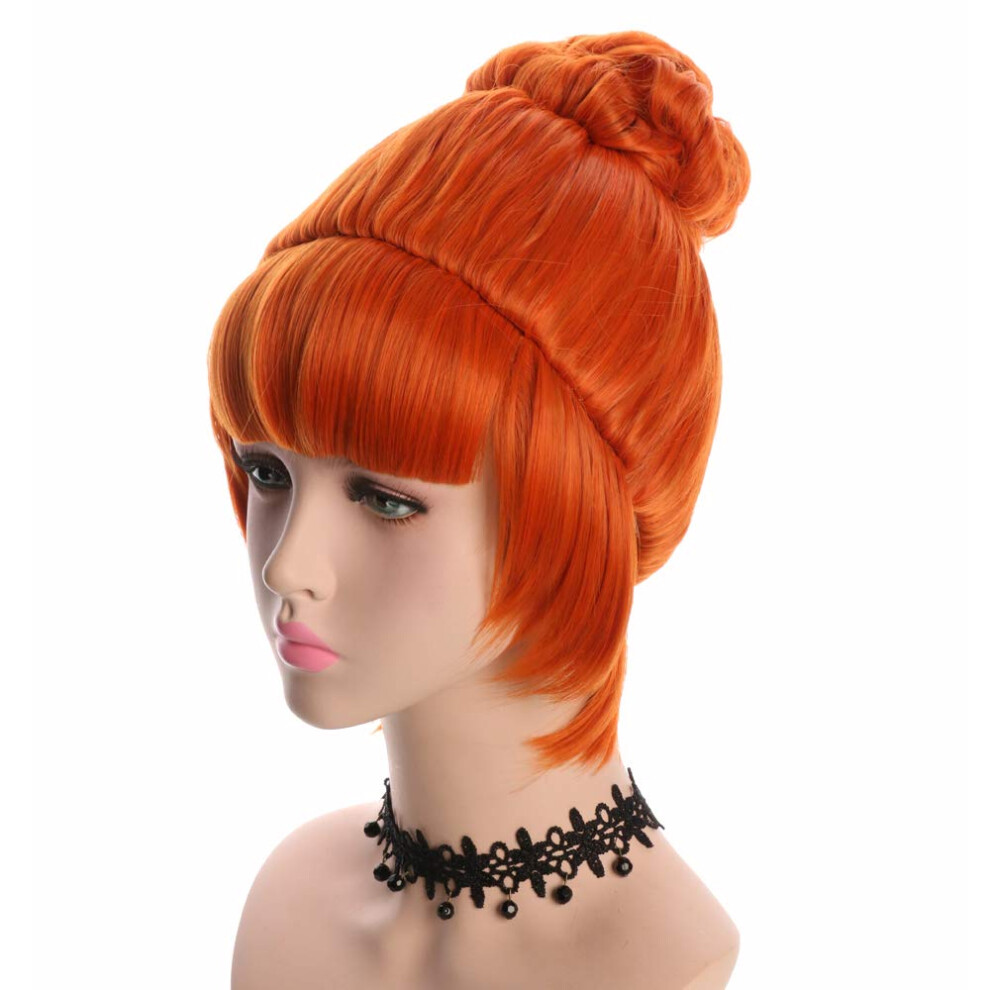 Yuehong Unisex Orange Women Bun Anime Cosplay Wig Synthetic Soft Hair Wigs