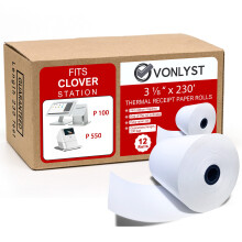 Vonlyst Thermal Receipt Paper Rolls 3 1/8"" x 230' for Clover Station