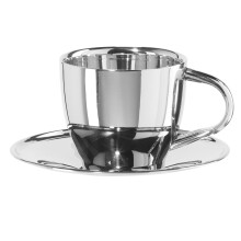 Oggi Cupa de cafea izolata 6oz - Farfurie inclusa - Tehnologie din o?el inoxidabil cu perete dual sau cea?ca de ceai cu finisaj elegant n oglind