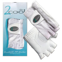 Quality Sports 2 Cool Half Finger Golf Glove White  Left  Large  Ladies