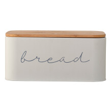 Caixa de Pão de Metal Bloomingville com Tampa de Bambu, 30cm x 18cm, Cinza