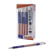 Pentel RSVP -kuulak   rkikyn   , hienoviivainen (0,7 mm), lippuhylsy, musta muste, 12 kpl (BK90USA-A)