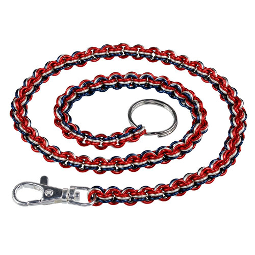 Weave Got Maille Πατριωτική Αλυσίδα Πορτοφολιού, Κόκκινο/Μπλε/Ασημί