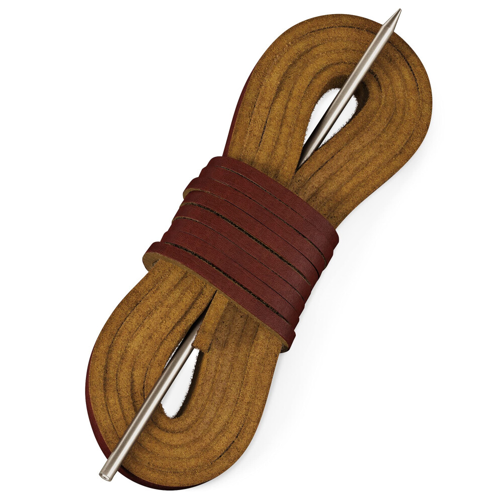 Kit de la  age TOFL pour chaussures bateau en cuir | 45 pouces | 1 aiguille et 2 bandes [1 paire] | Bordeaux