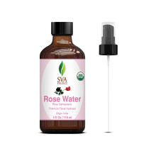 SVA ORGANICS Água de Rosa 4oz (118 ml) Spray Refrescante para Cuidados com a Pele, Hidratação, Banhos, Sabonetes, Cabelo e Aromaterapia