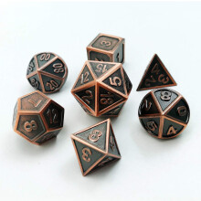 Bescon Antik Koppar Solid Metall Polyhedral Tärningar Set av 7 D4-D20