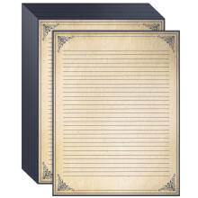 48 Sheets Vintage Lined Paper with Antique Border Design  Aged Station