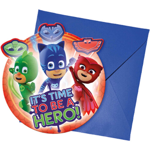 ProcosSuper PJ Masks Invitations  Multi-Coloured  5PR88635
