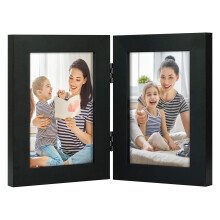 Golden State Art, 4x6 Double Hinged Picture Frame, Two Photo Folding Frames, for Wedding Family Pictures Collage (Black, Double, 4x6)