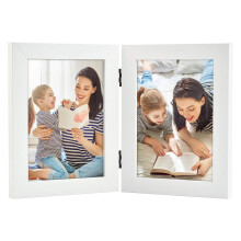 Golden State Art, 5x7 Double Hinged Picture Frame, Two Photo Folding Frames, for Wedding Family Pictures Collage (White, Double, 5x7)