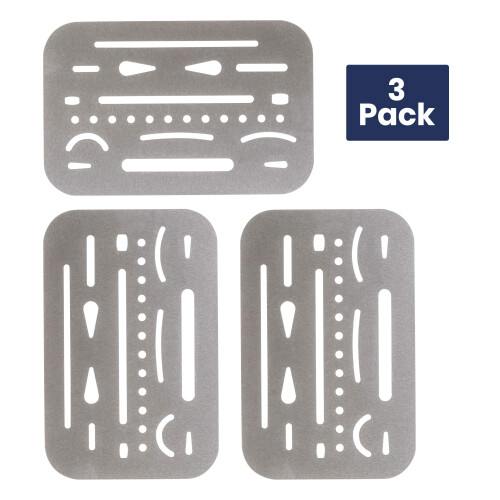 Pacific Arc Professional Erasing Shield Solid Stainless Steel with 26 Openings  3 Pack 1