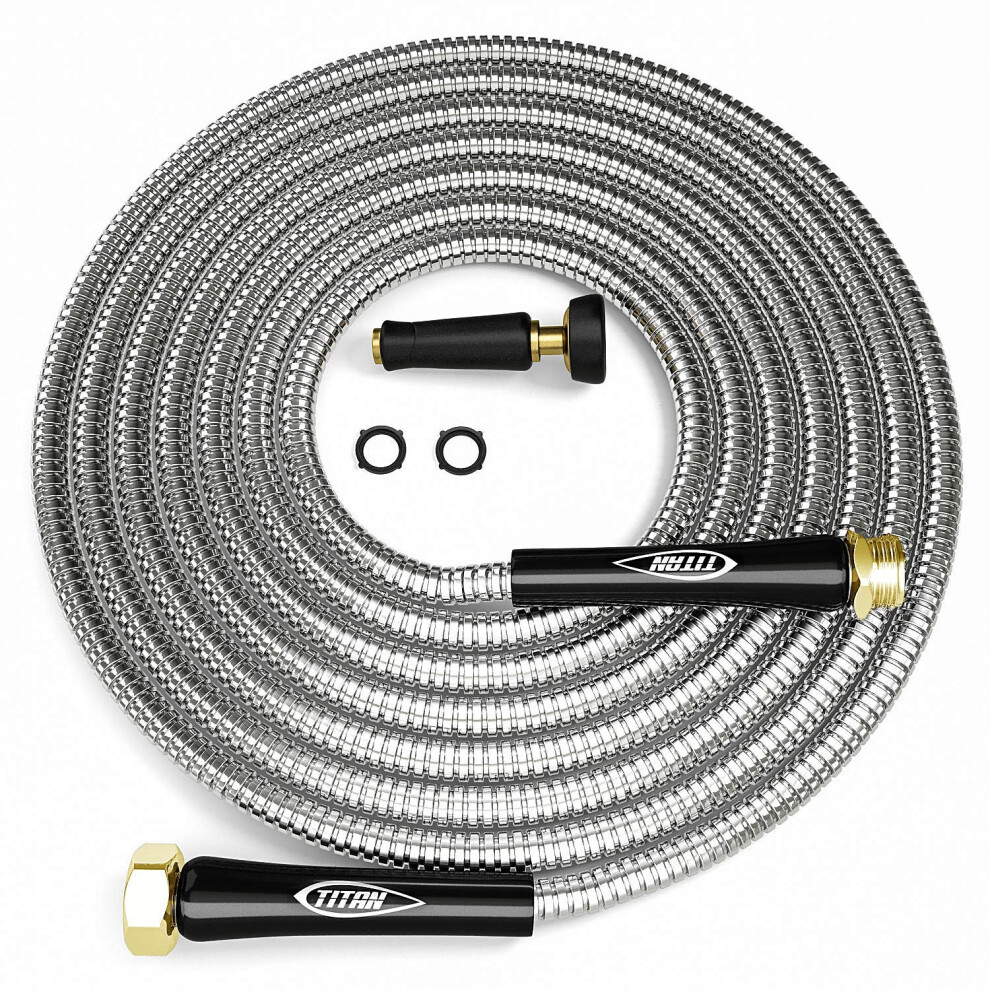 Tuyau d'arrosage TITAN 100FT - Tuyau d'arrosage flexible en acier inoxydable 304