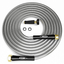 TITAN Haveslange 25FT - 304 Rustfrit St?l Metal Vandslange Fleksibel Kn?kfri Letv?gts Holdbar Knusningsfast Fittings Let at rulle 500 PSI